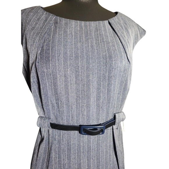 NWT Connected Apparel Womens Sheath Dress Size 10P Blue Striped - Picture 7 of 13